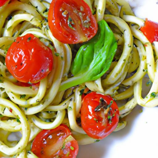 Fresh & Flavorful: Vegan Pesto Pasta with Cherry Tomatoes