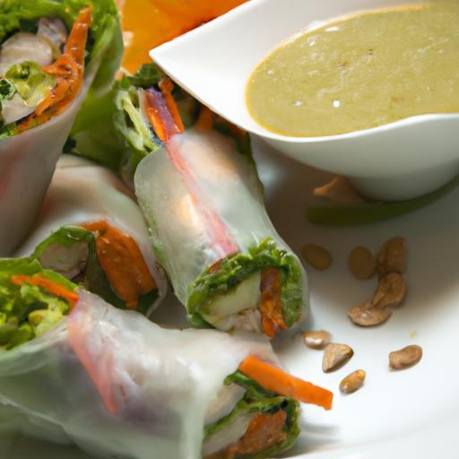 Fresh Spring Rolls with Rice Paper and Creamy Peanut Sauce