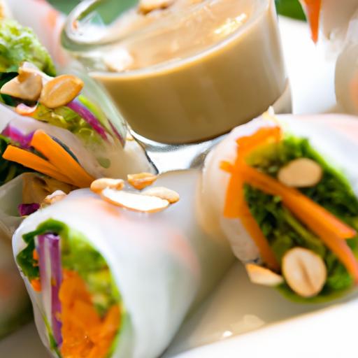 fresh Spring Rolls with Rice Paper and Creamy Peanut Sauce