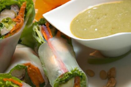 Fresh Spring Rolls with Rice Paper and Creamy Peanut Sauce