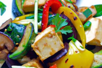 Vibrant Roasted Vegetable Medley with Savory Tofu Delight