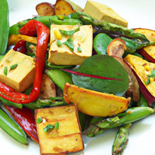 Vibrant Roasted Vegetable Medley with Savory Tofu delight